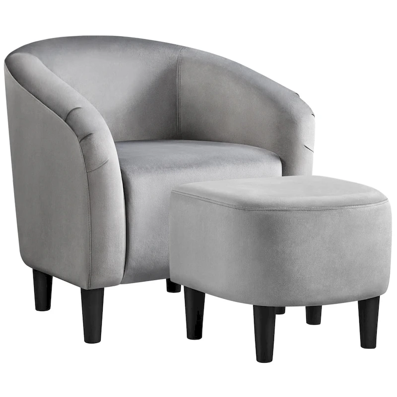 Yaheetech Contemporary Fabric Club Accent Chair and Ottoman Set
