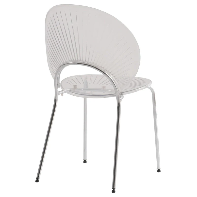 LeisureMod Opulent Plastic Dining Side Chair in Chrome Base