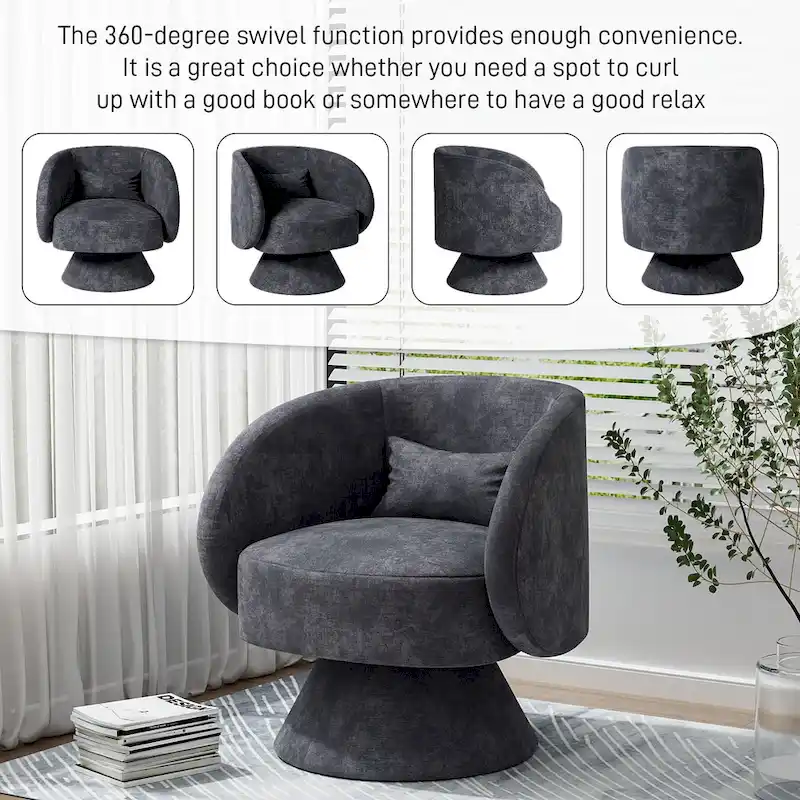 Ouyessir 360 Degree Modern Swivel Cuddle Barrel Sofa Chairs