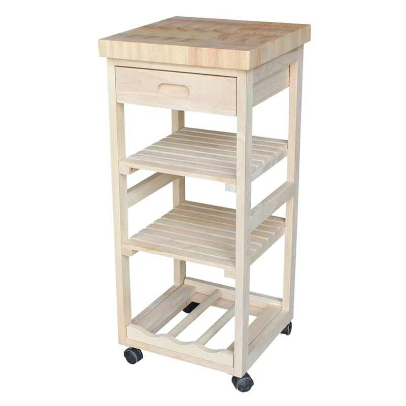Estelle Unfinished Solid Parawood Kitchen Trolley