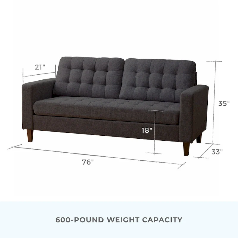 Brookside Brynn 76-in. Square-arm Faux Leather/Velvet/Fabric Sofa