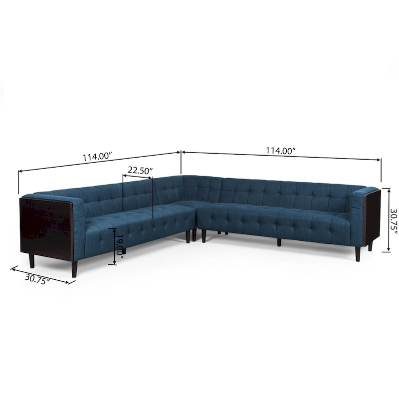 Clermont Mid-century Tufted Sectional Sofa by Christopher Knight Home - 114.00  L x 114.00  W x 30.75  H