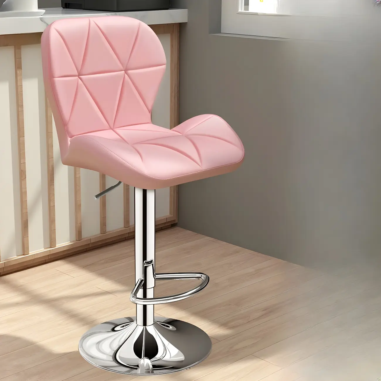 Square Adjustable Swivel Leather Bar Stools with Back