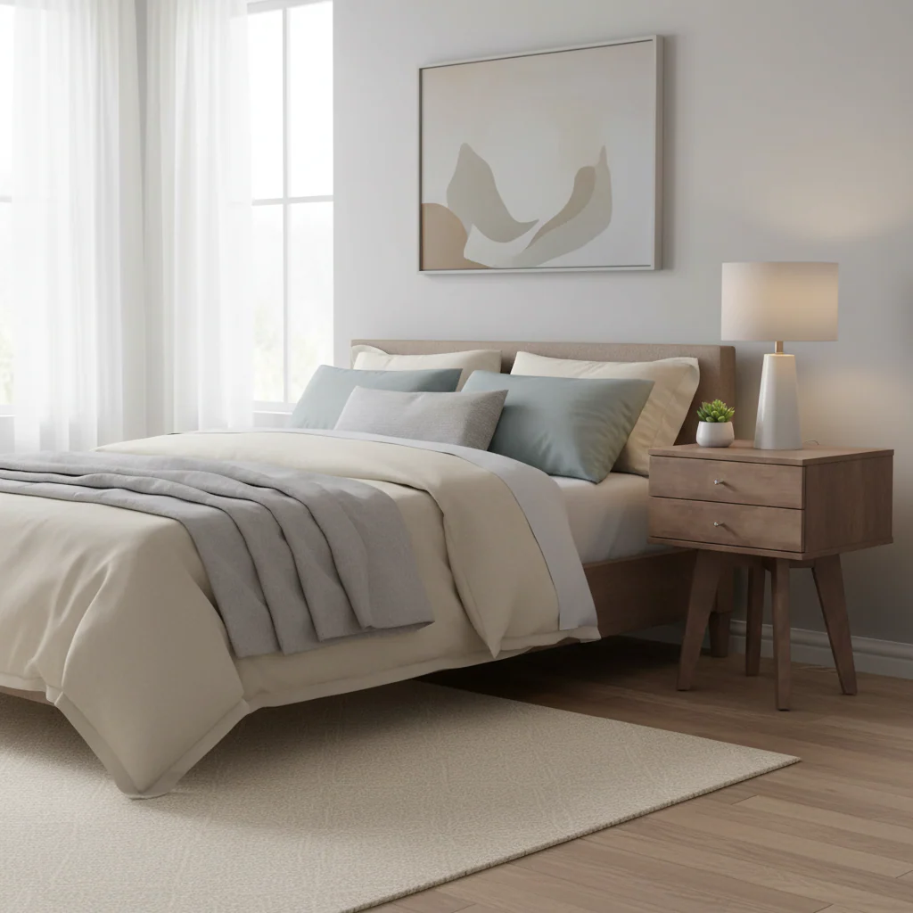 2-Drawer Wood Nightstand – Charcoal Gray, Single