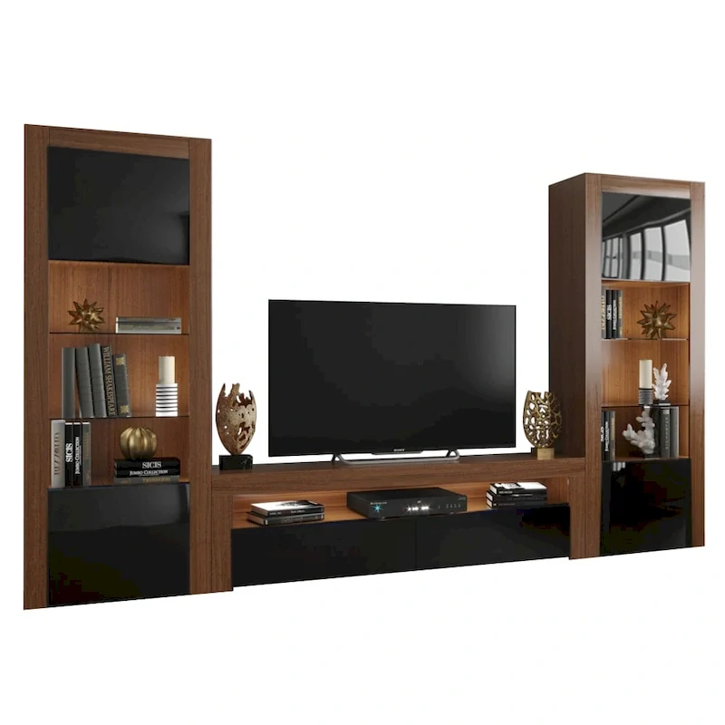 Milano Set Modern Wall Unit Entertainment Center
