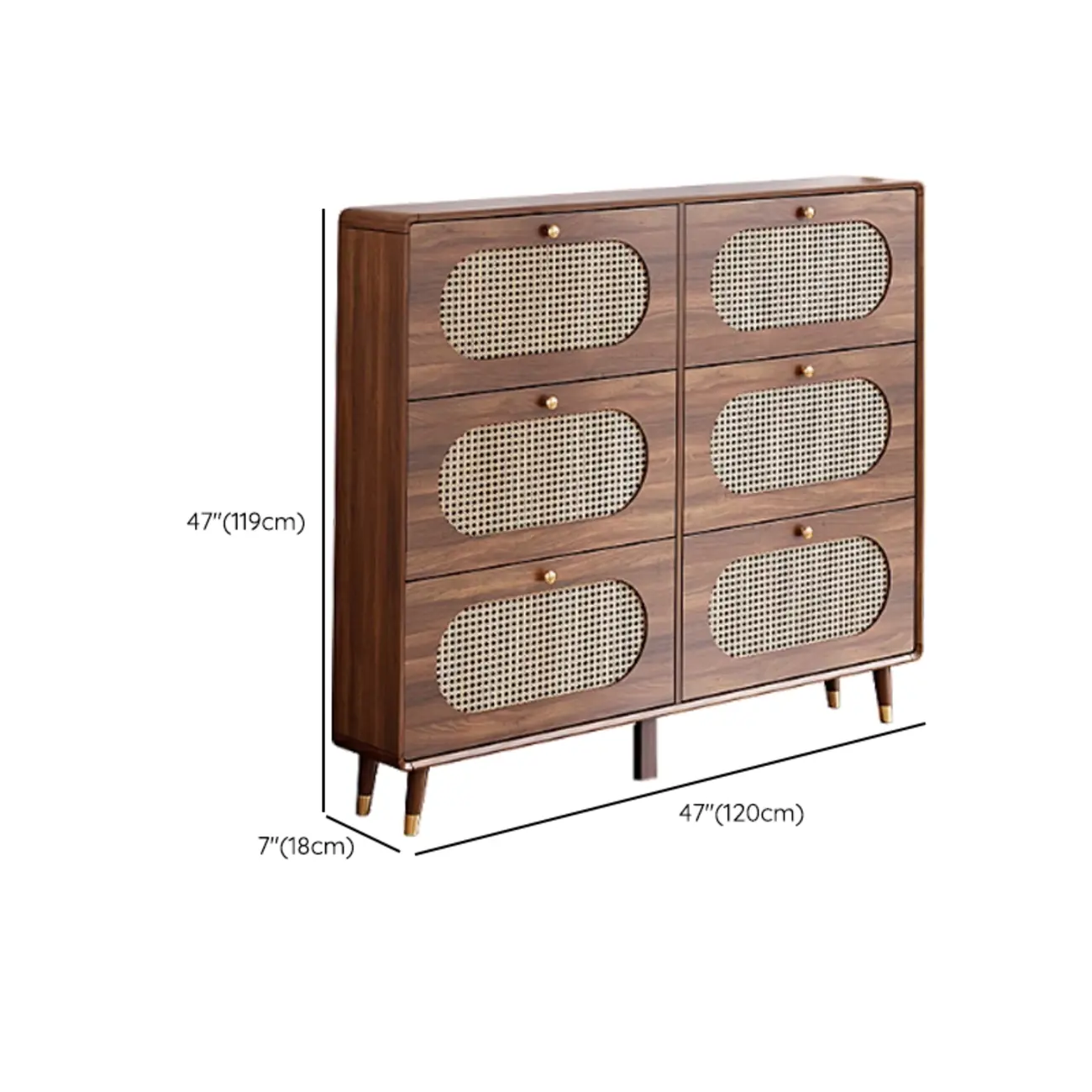 Bohemian Slim Brown Drop-Front Wood Shoe Cabinet