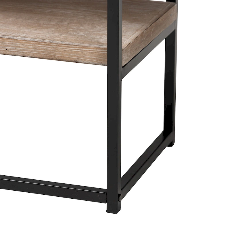 Silas Modern Industrial Natural Brown Finished Wood and Black Metal 2-Drawer Console Table