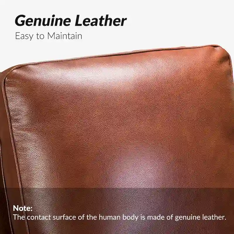 Mid-century Modern Genuine Leather Recliner with Nailhead Trim Set of 2