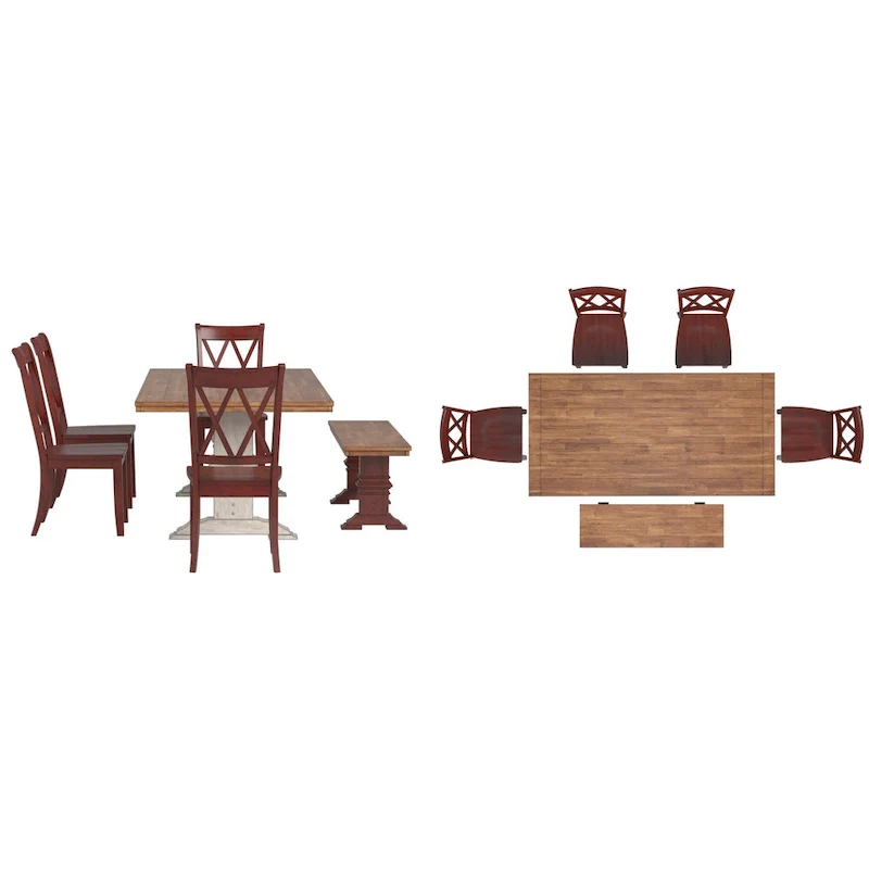 Ronda 78.7 Rectangular Solid Wood Top Dining Set with X-Back Chairs