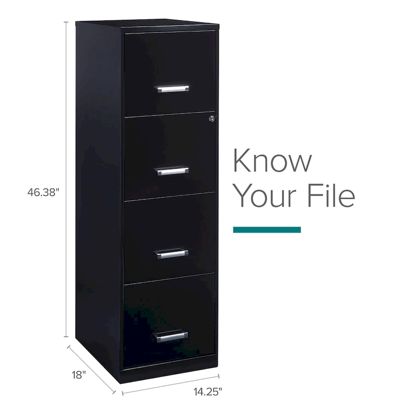 Space Solutions 18-inch Deep 4-drawer Black Metal File Cabinet