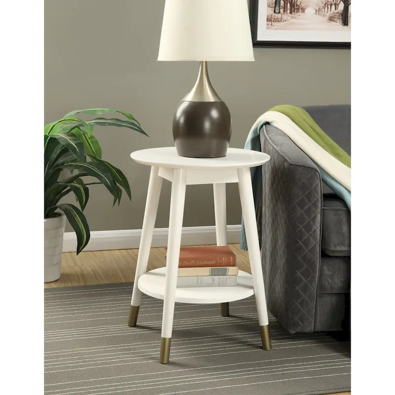 Convenience Concepts Wilson Mid Century Round End Table with Shelf