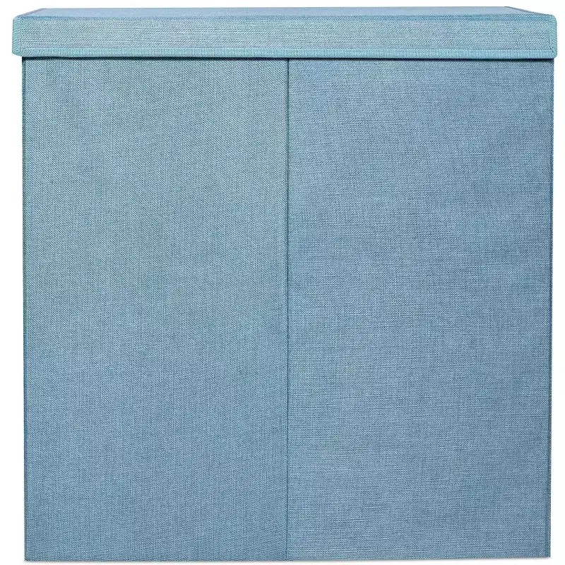 BirdRock Home Double Linen Laundry Hamper with Lid and Removable Liner - Light Blue