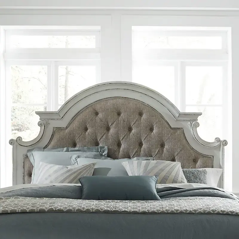 Queen Upholstered Headboard - Antique White or Weathered Bisque