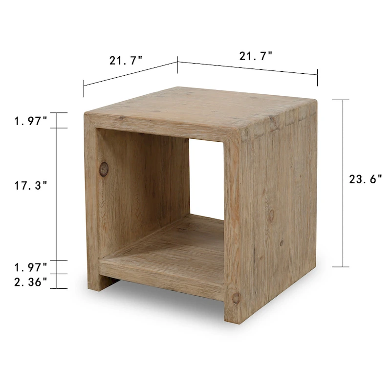 Artissance Capri Waterfall Side Table with Shelf Weathered Natural 22x22x24H