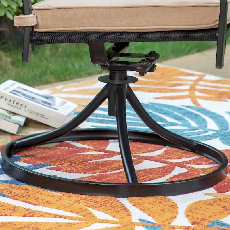 MAISON ARTS 2-Piece Metal Patio Dining Swivel Chairs with Cushions