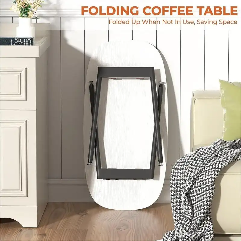 Folding Coffee Table Rustic Farmhouse Coffee Tables - 31.5D x 15.7W x 17.7H