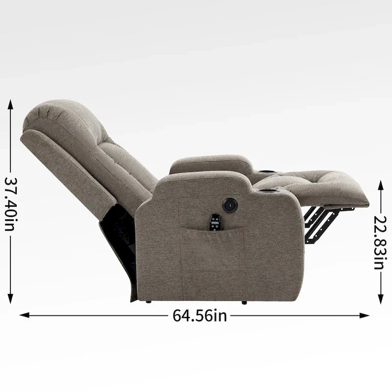 Power Lift Recliner with Massage, Lumbar Heating, USB Charging & Cup Holders, Modern Ergonomic Design