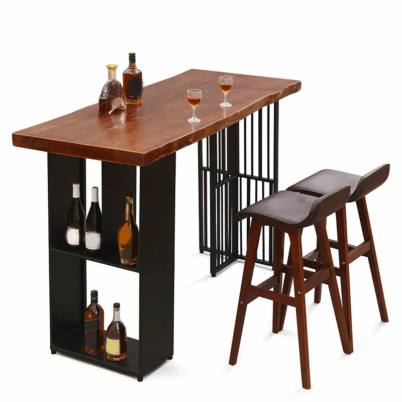 Industrial Brown Wood and Iron Structure Bar Tables