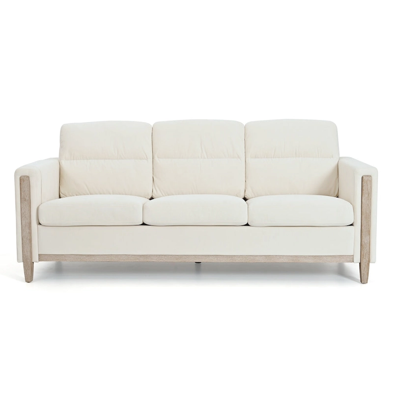 Larb Modern Solid Wood Three-Seater Sofa Couch by Christopher Knight Home