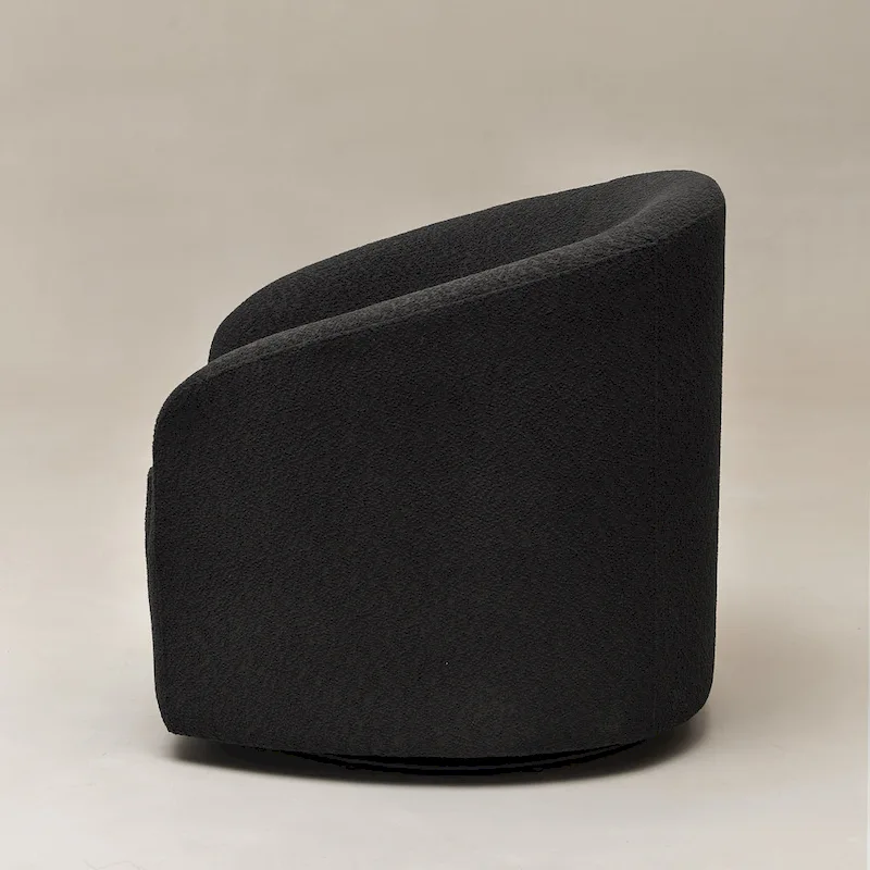 KINWELL 32 W Boucle Upholstered Swivel Barrel Accent Armchair