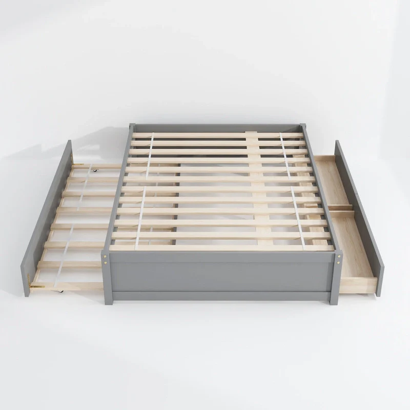 Full Bed Frame With Twin Trundle and 2 Drawers