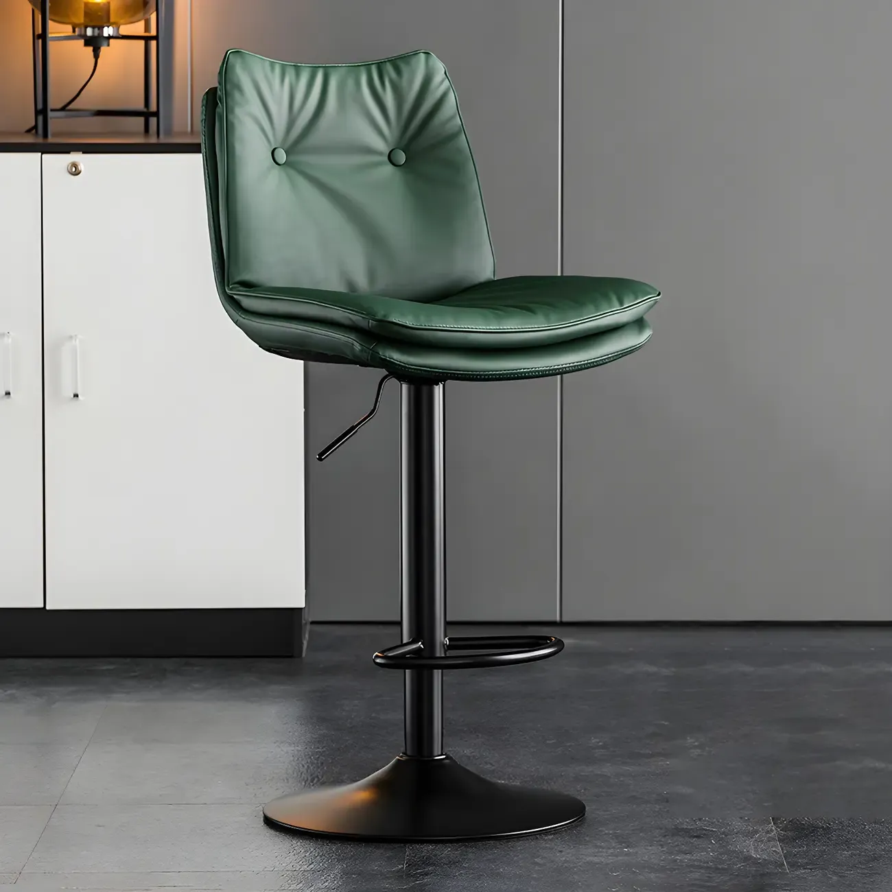 Modern Adjustable Leather Swivel Bar Stools