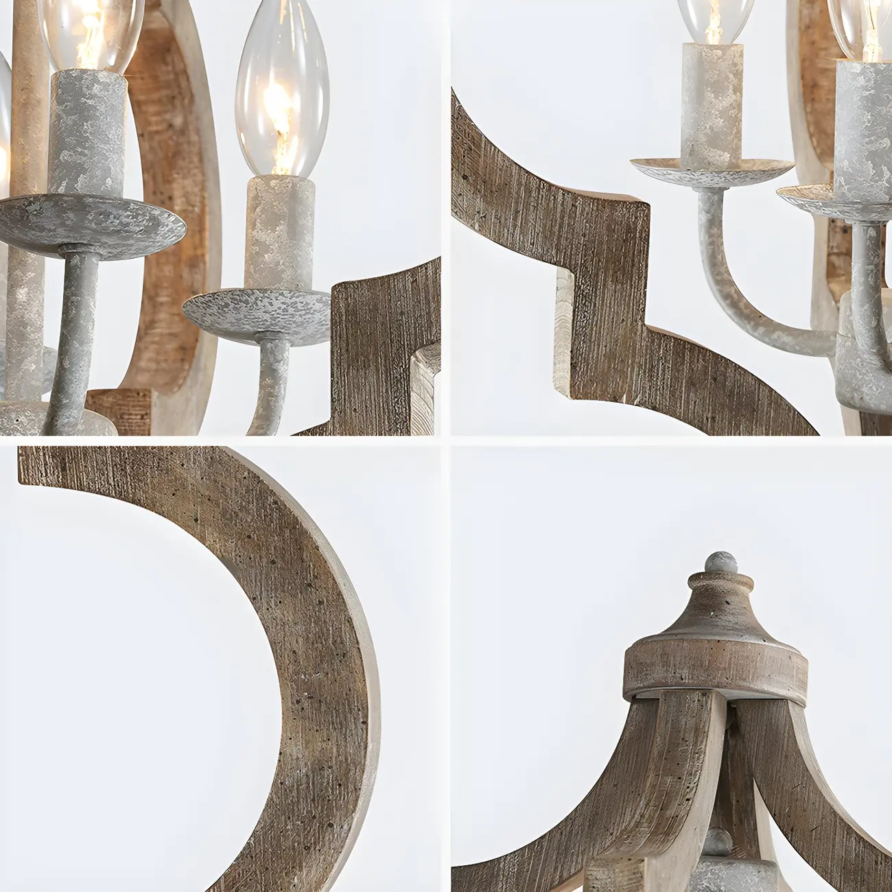Traditional Farmhouse Wooden Caged Candelabra Chandelier