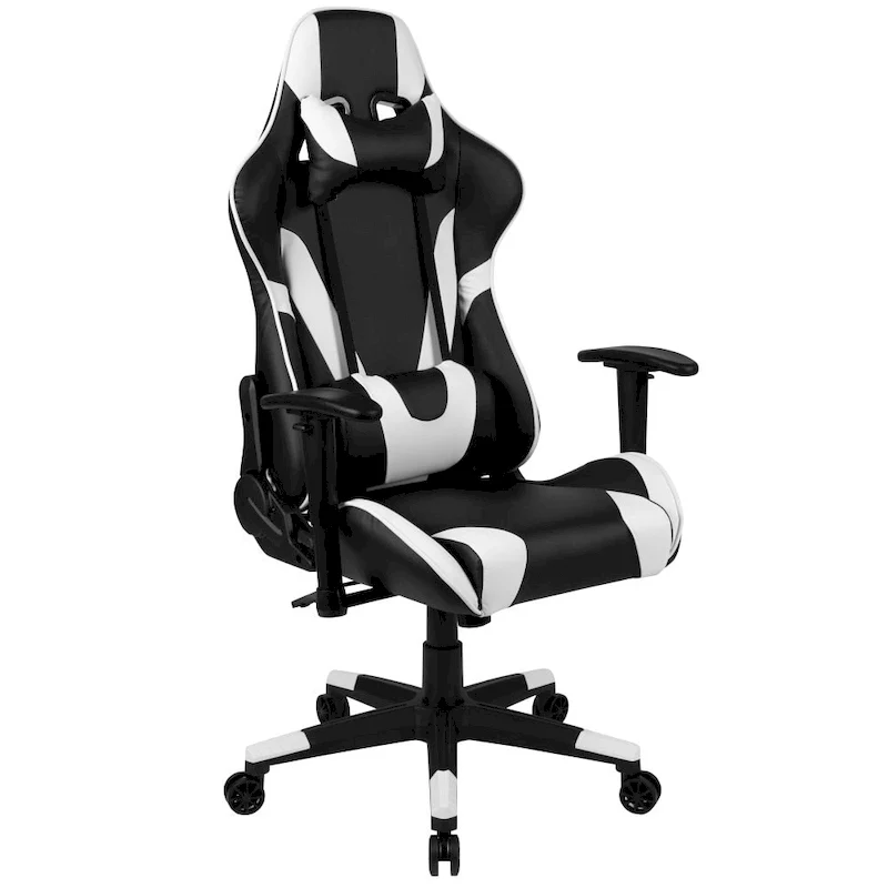 Racing Gaming Ergonomic Chair with Fully Reclining Back in Red LeatherSoft