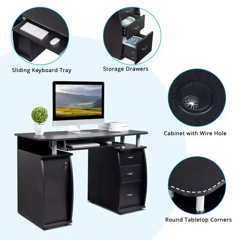 Karlhome 45.3in Solid Wood Computer Desk
