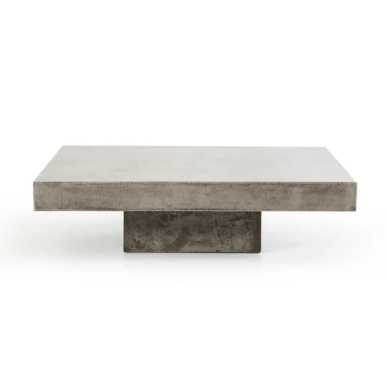 Modern Square Coffee Table - Gray Concrete Finish, 43W x 43D x 12H, Contemporary Design