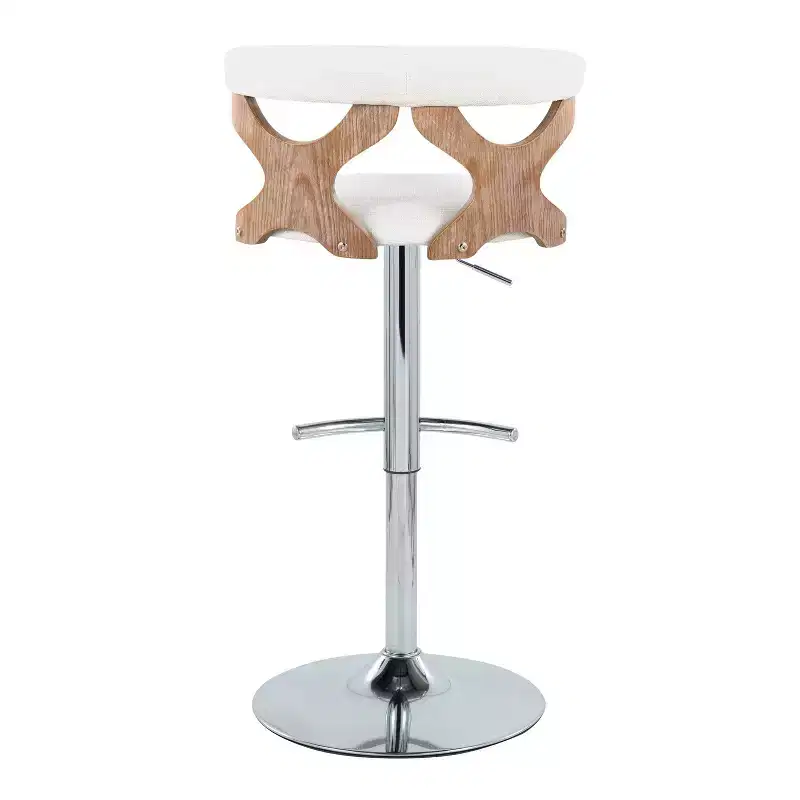 LumiSource Set of 2 Gardenia Adjustable Barstools Chrome Fabric