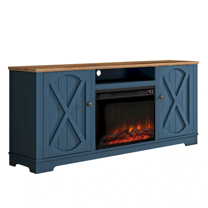 70 Farmhouse TV Stand with Fireplace, Fits up to 75 TV - 70W x 30H x 14.5D