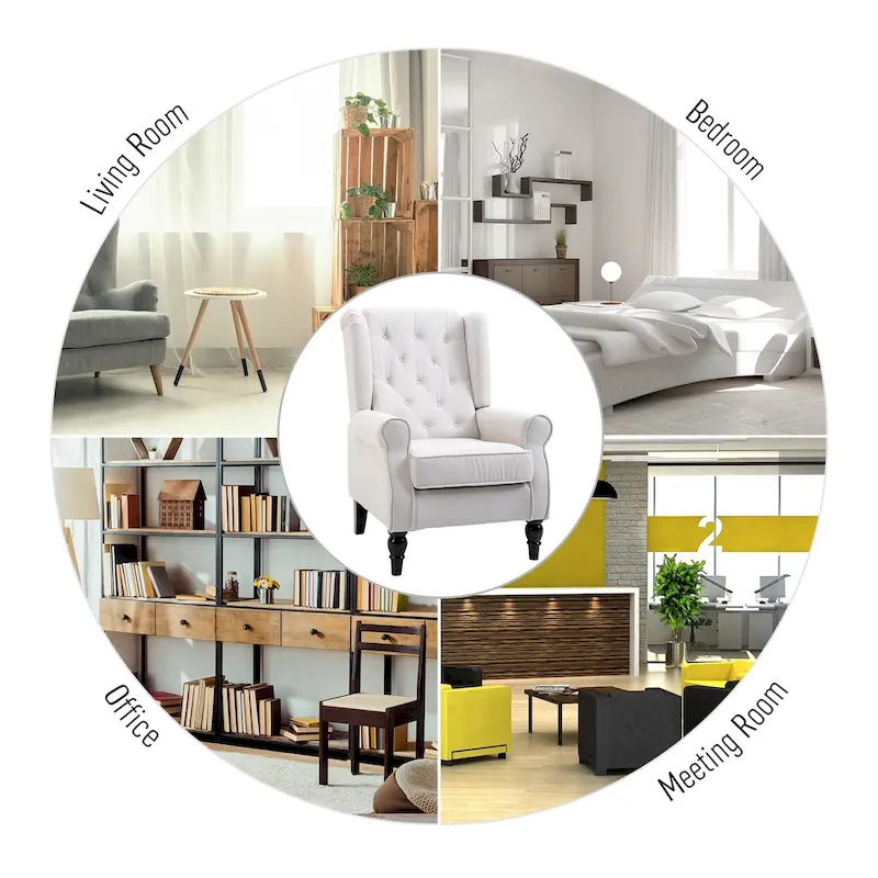 HOMCOM Copper Grove Guanta Tufted Wood Leg Accent Chair