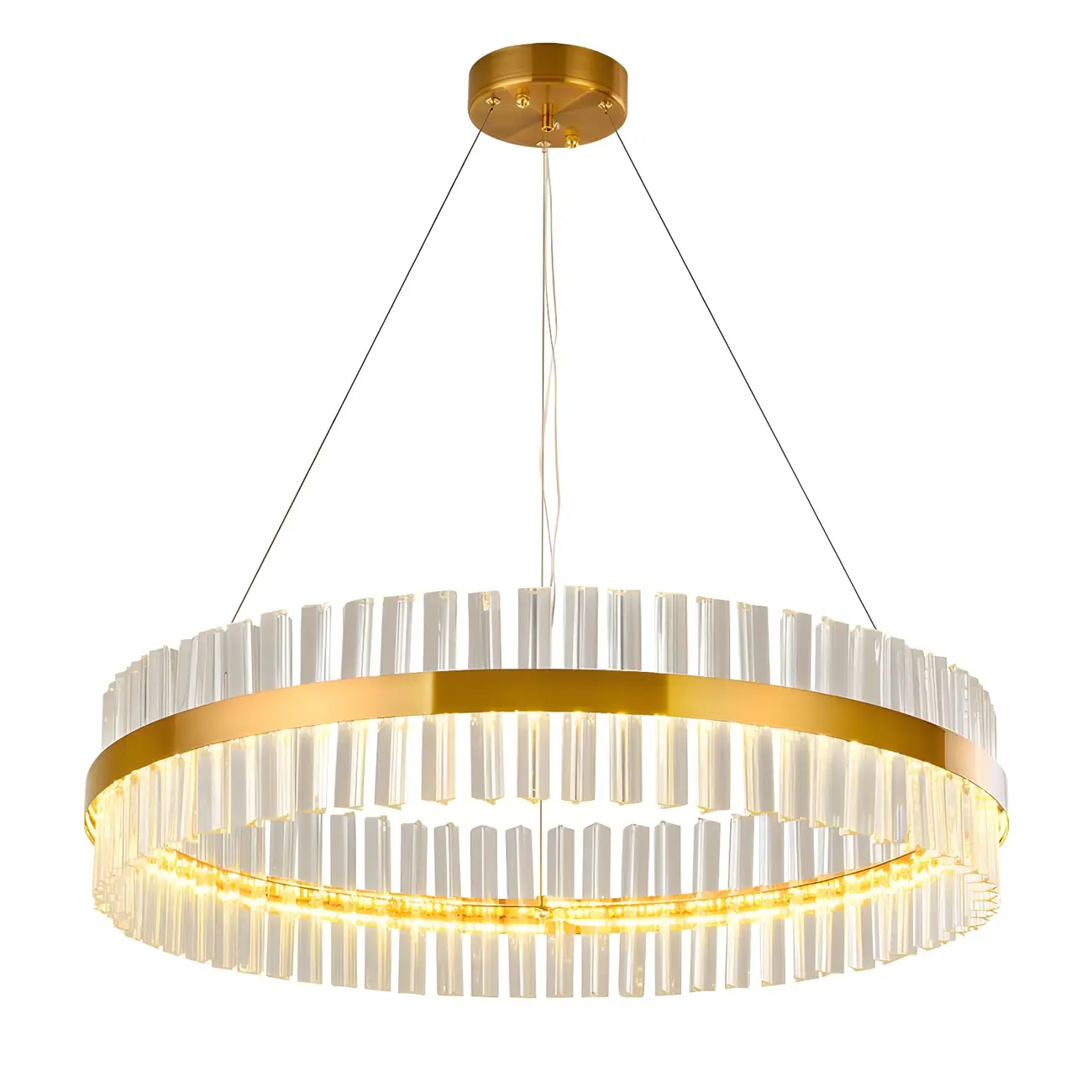 Modern Brass Round Crystal Island Chandelier