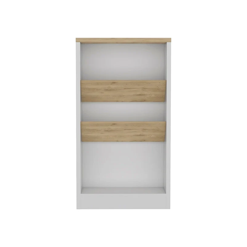 Kitchen Island Dozza, Three Shelves, Black Wengue / Light Oak Finish