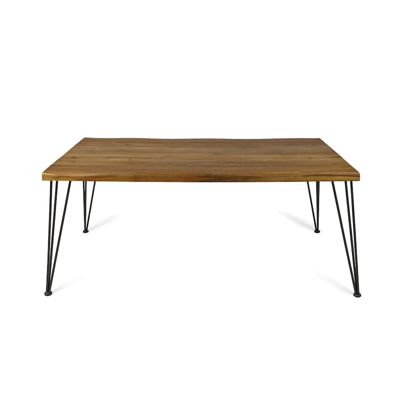 Christopher Knight Home Zion Acacia Wood 72-Inch Dining Table - teak finish + rustic metal