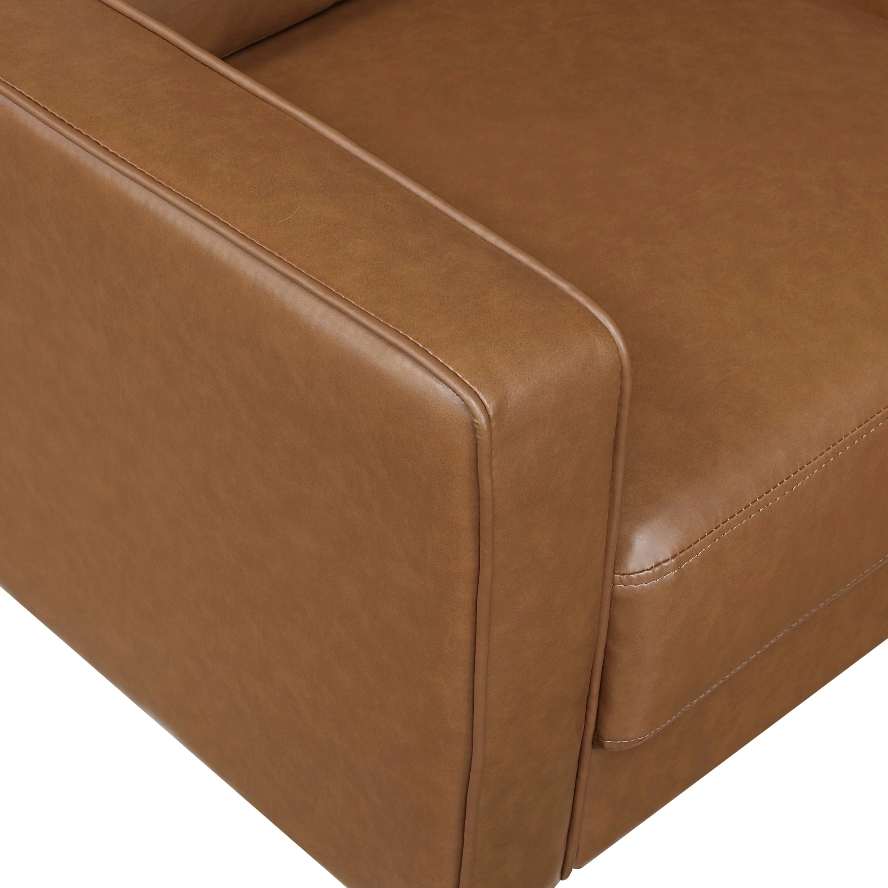 Modern Style Brown Faux Leather 3-Seater Sofa Couch
