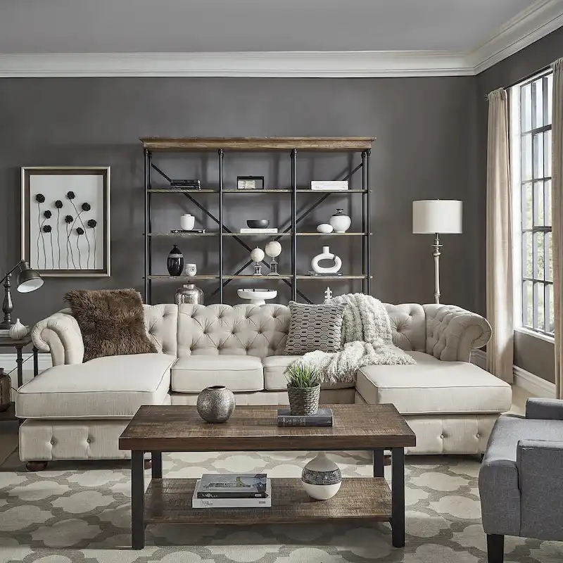 Knightsbridge Tufted Scroll Arm Chesterfield 4-Seat Sofa and Chaise Lounges by iNSPIRE Q Artisan