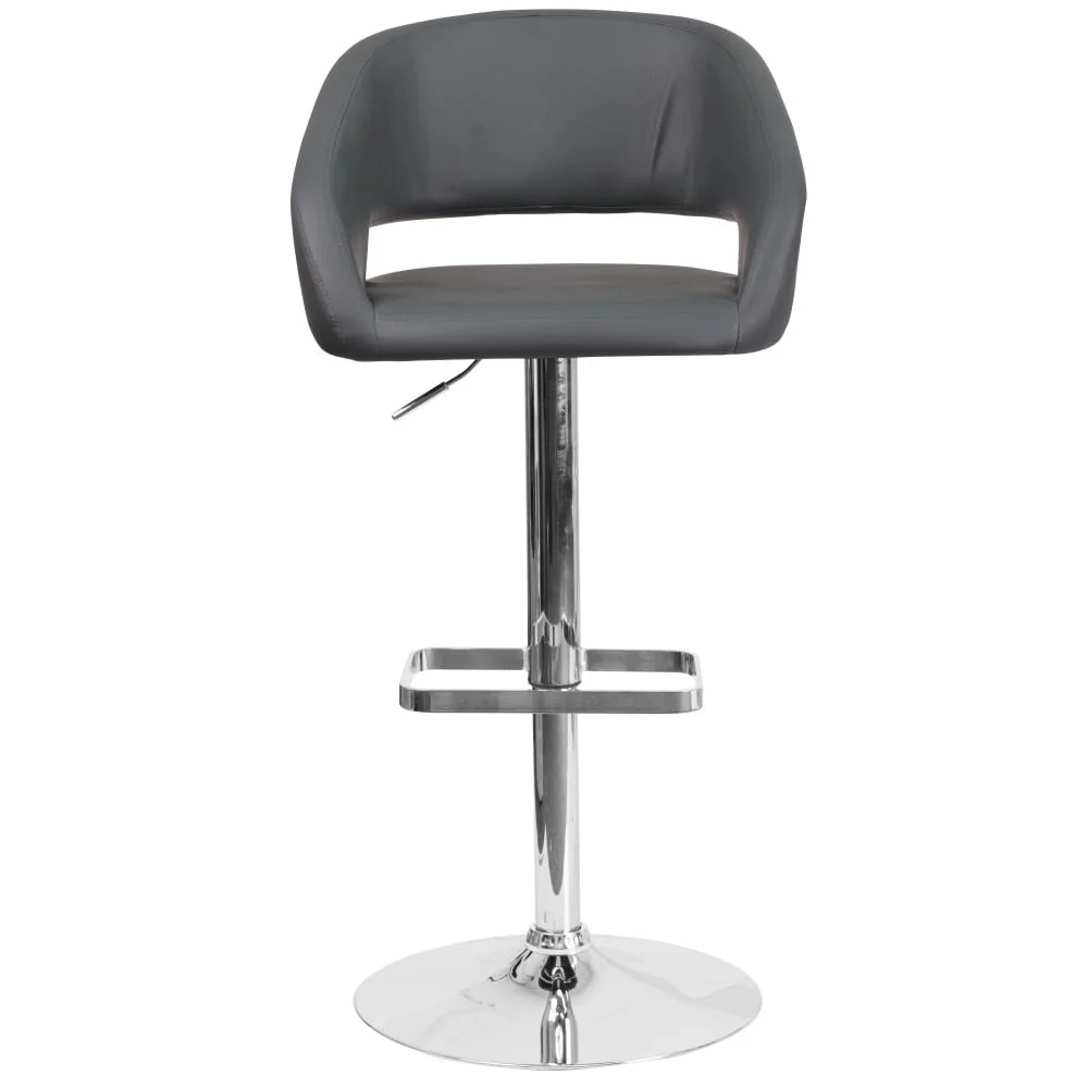 Modern Upholstered Adjustable-Height Barstool with Rounded Back