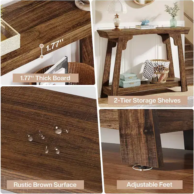 Lantine 2-Tier Narrow Wooden Console Table