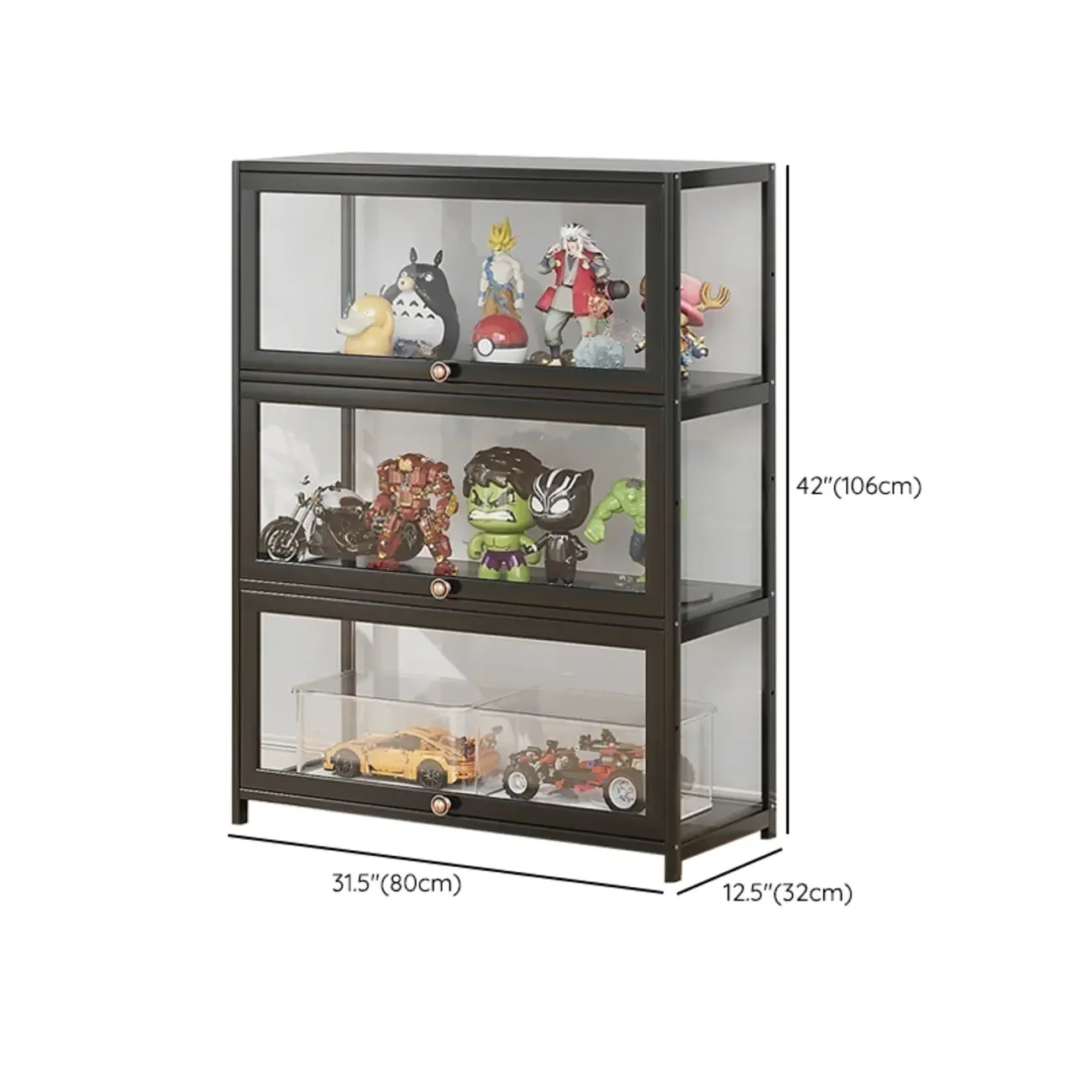 Simple Flip-up Black Clear Glass Cabinet