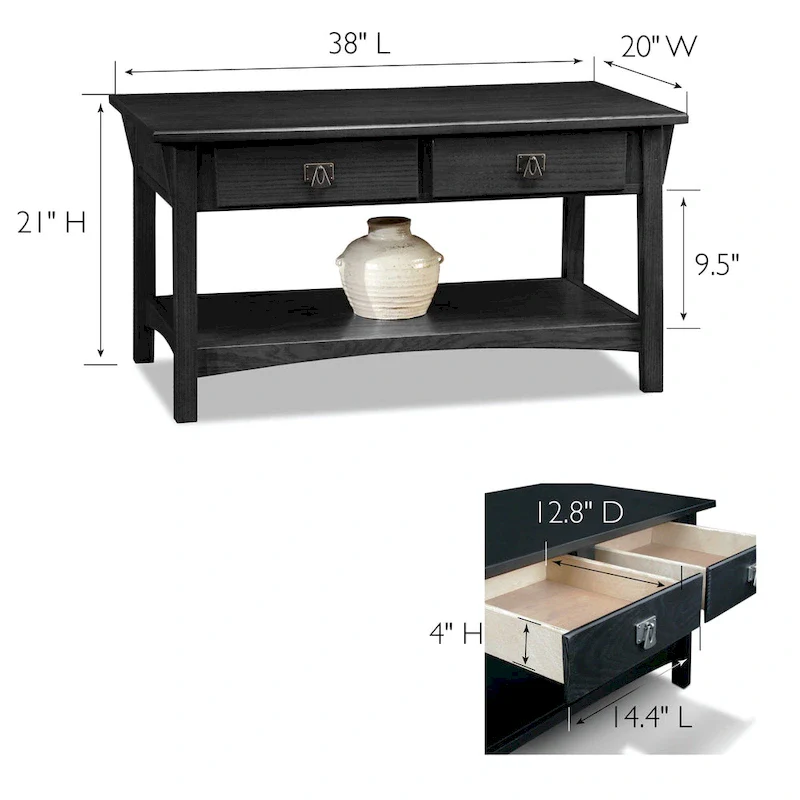 Two Drawer Coffee Table with Shelf