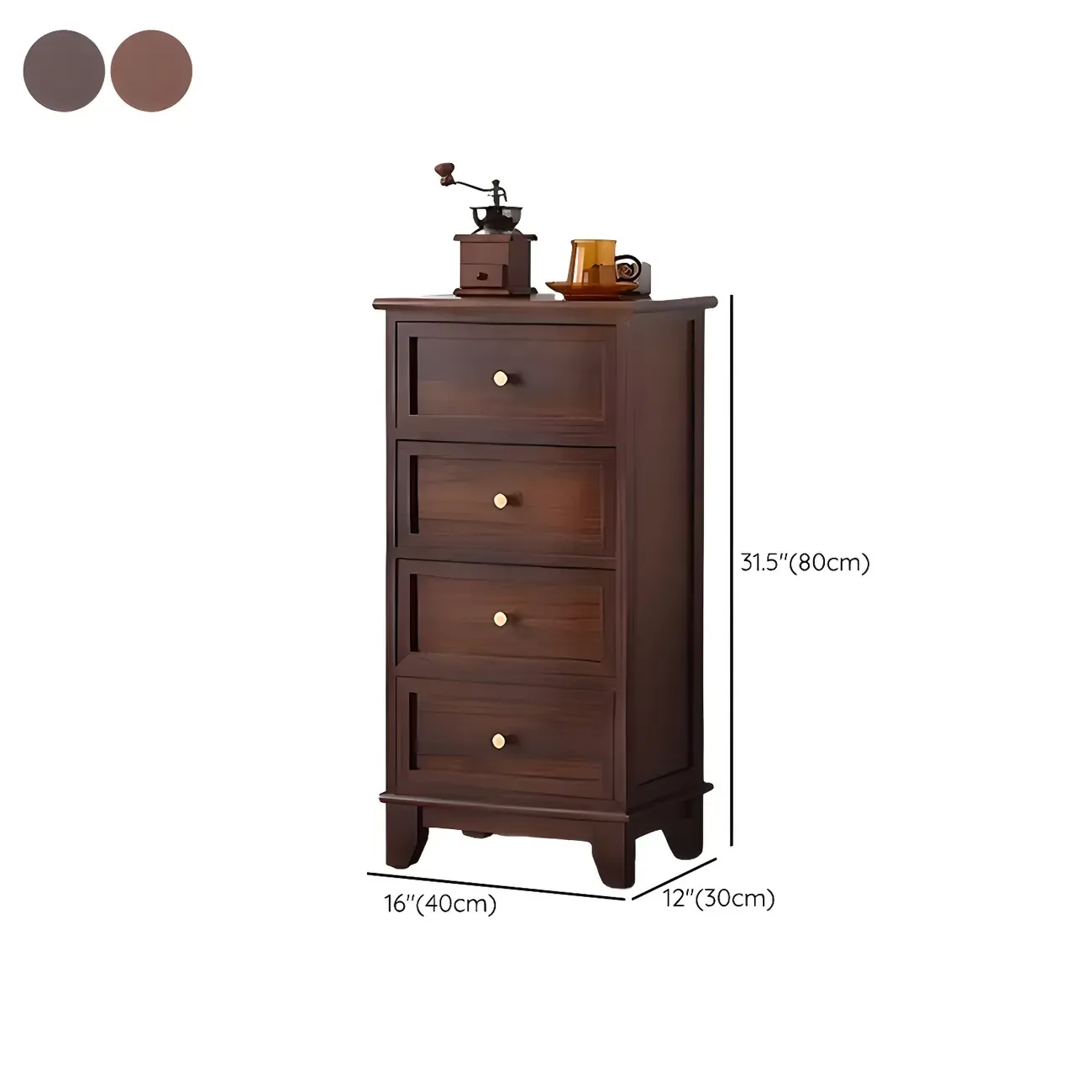 Industrial Rectangular Brown Wooden Drawer Cabinet