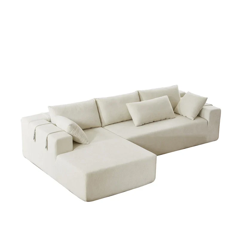 108 Chenille Modular L-Shaped Sectional Sofa with 6 Pillows, Reversible Chaise