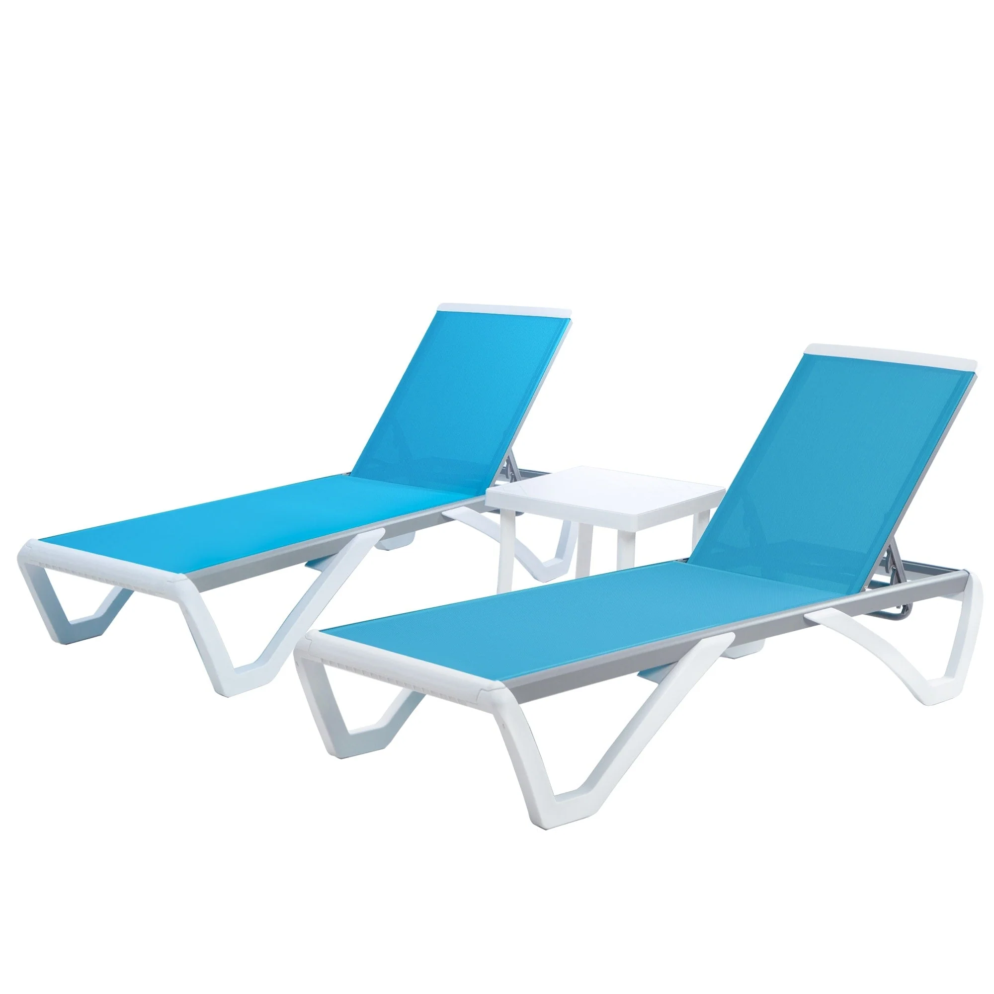 Kozyard Alan Full Flat Aluminum and Polypropylene Resin Legs Patio Reclining Adjustable Chaise Lounge