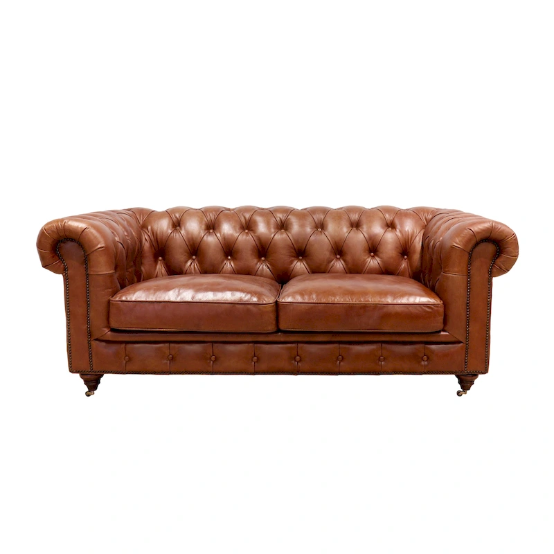 Pasargad Home Paris Club Genuine Leather Chester Bay Tufted Sofa/Chair