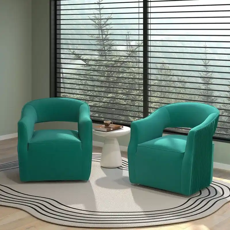 SEYNAR Modern Glam Velvet 360 Degree Swivel Open-Back Accent Armchair Set of 2