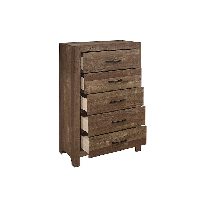 Tabina 3 Piece Rustic Brown Modern Panel Bedroom Set