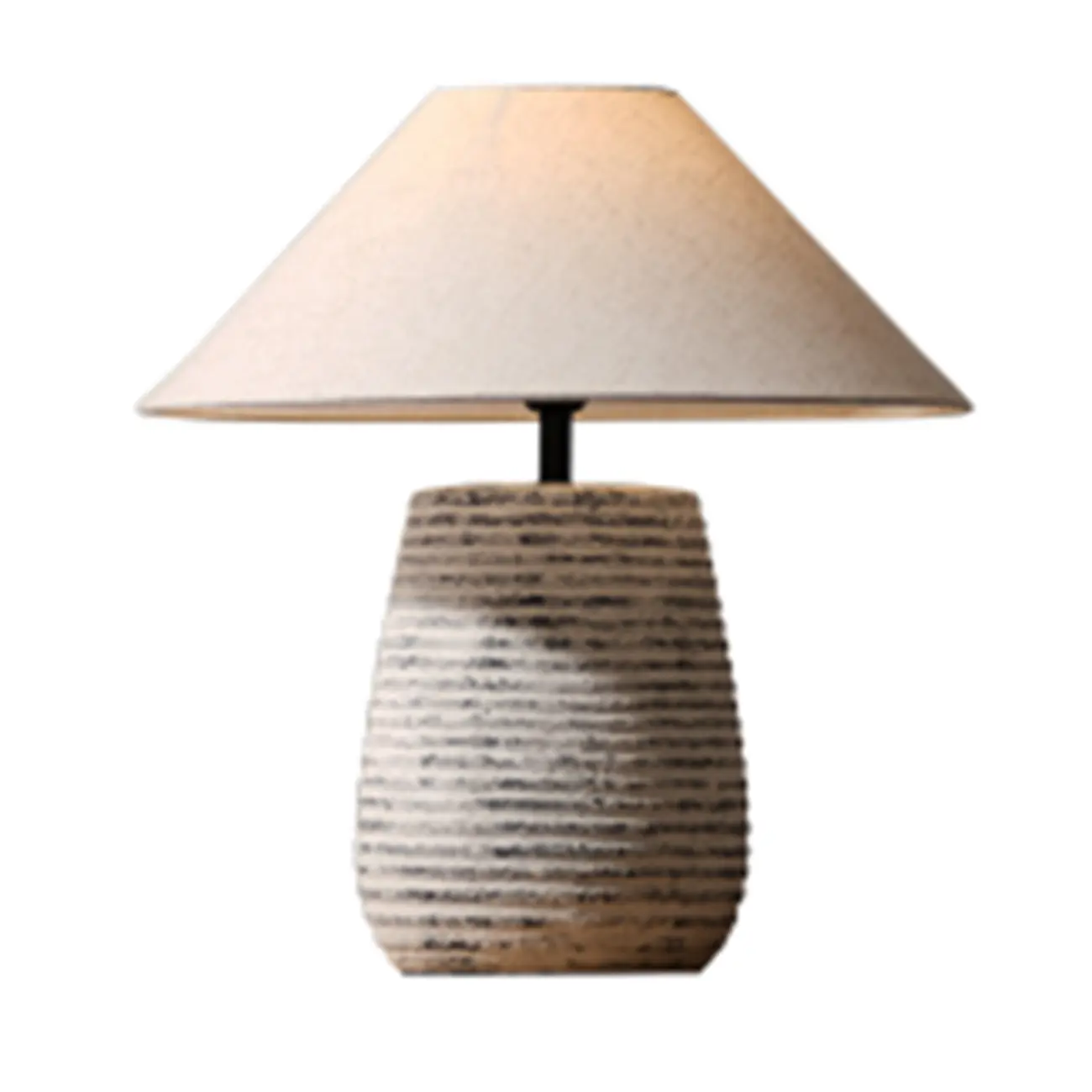 Modern Geometric Ceramic LED Desk Lamp with Fabric Shade