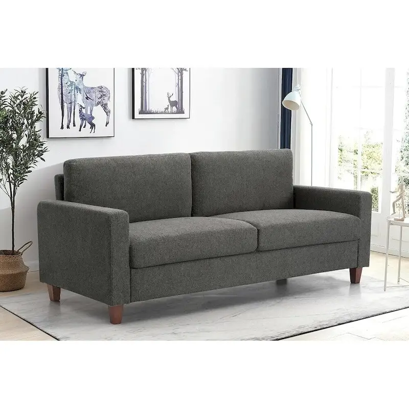 Miles Mid Century Modern Couch 3 Seater Sofa with Reversible Back Pillows Large